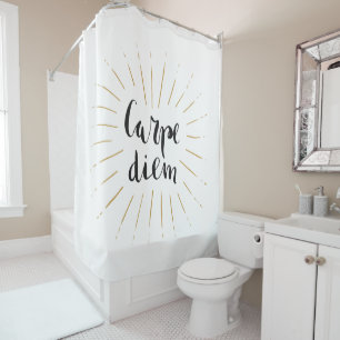 Carpe Diem Seize The Day Hand-lettered Typography Shower Curtain