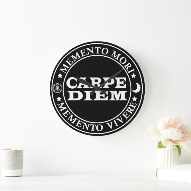 Carpe diem Seize the day Mmenro mori Large Clock (Home)