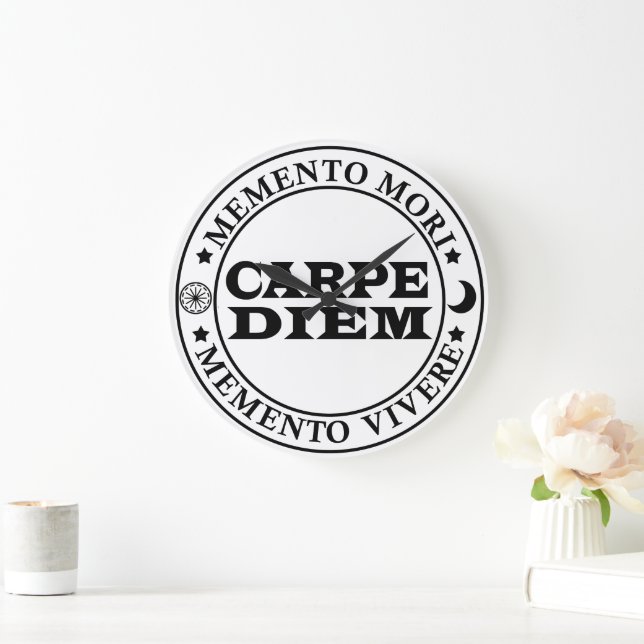 Carpe diem Seize the day Mmenro mori Large Clock (Home)