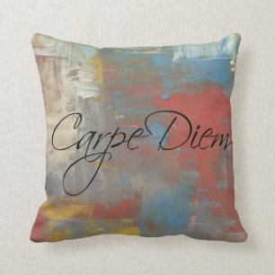 Carpe Diem / Seize the Day, multi-coloured Painted Cushion