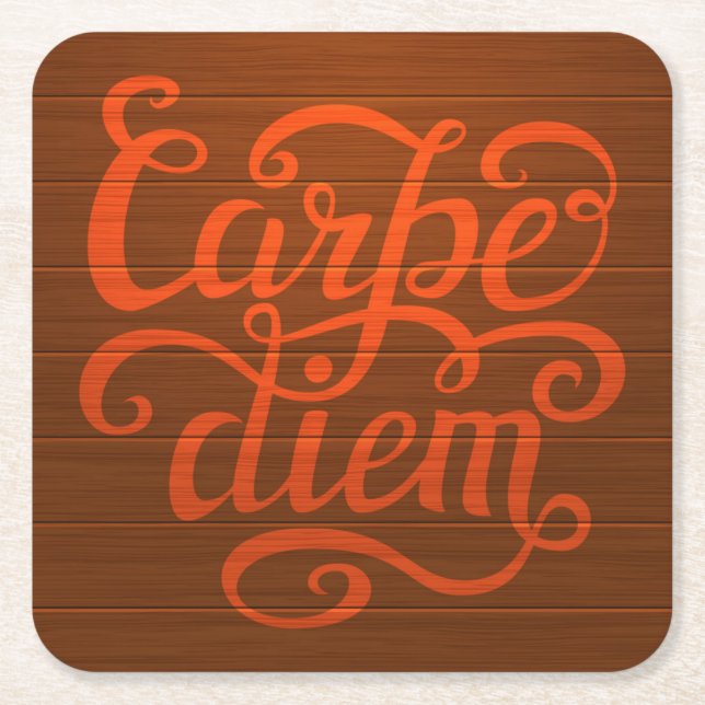 Carpe Diem' Square Paper Coaster (Front)