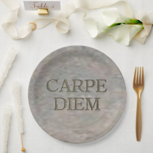 Carpe Diem Stone large paper plates