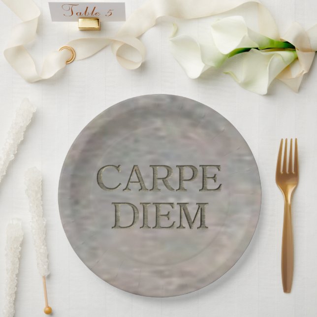 Carpe Diem Stone large paper plates (Wedding)