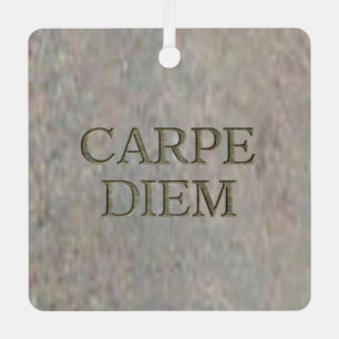 Carpe Diem Stone metal square ornament