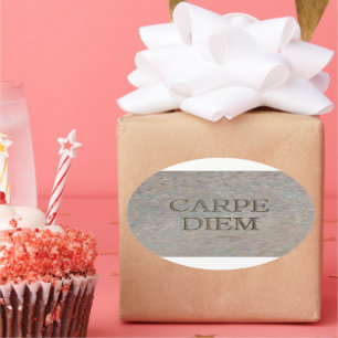 Carpe Diem Stone oval stickers