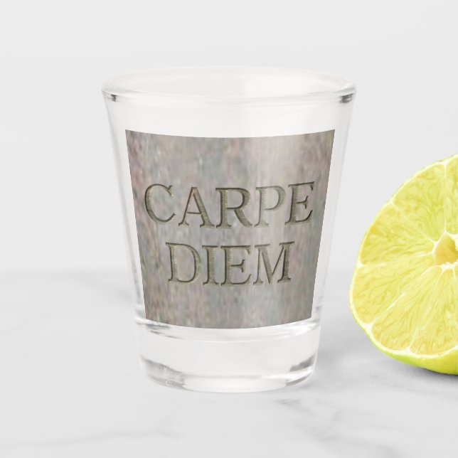 Carpe Diem Stone shot glass (Front)