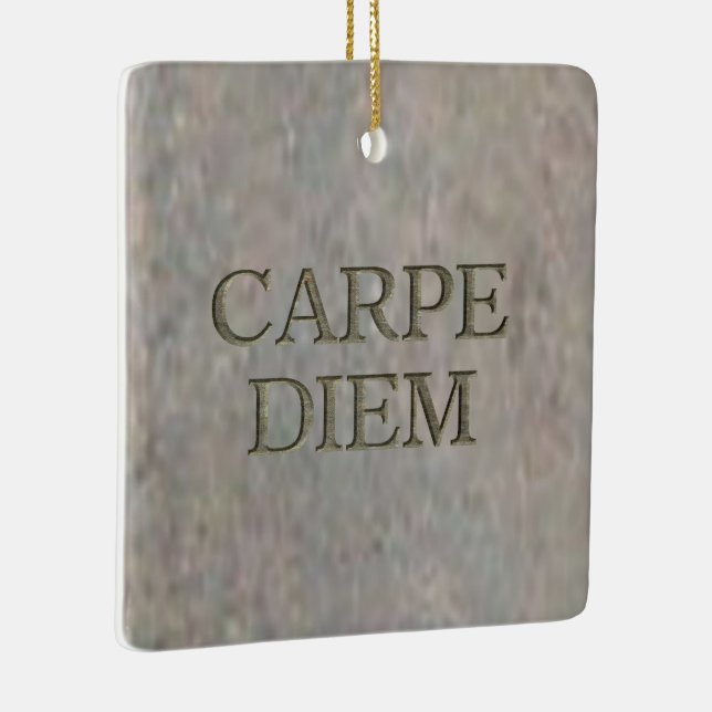 Carpe Diem Stone square ornament (Right)
