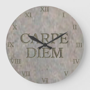 Carpe Diem Stone wall clock roman numerals