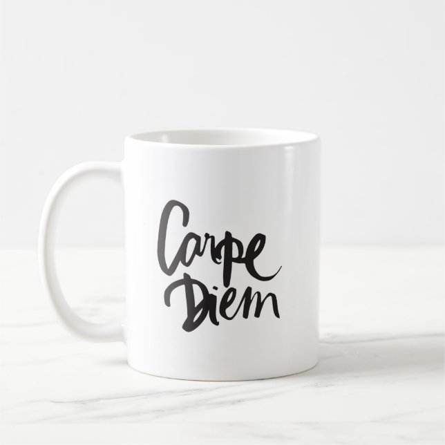 Carpe Diem Typographic Quote Mug (Left)