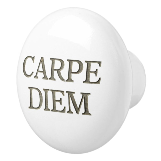Carpe Diem white ceramic knob (Right)