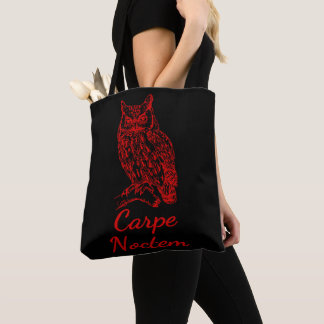 Carpe Noctem Owl Graphic Tote Bag