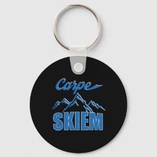 Carpe Skiem Shirt Funny Winter Skiing Snowboarding Key Ring