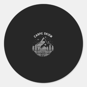 Carpe Skiem Winter Sports Ski T Shirt Classic Round Sticker