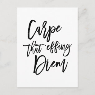 Carpe That Effing Diem Hand Lettered Quote Postcard