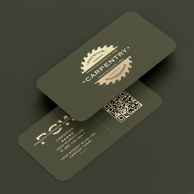 Carpenter Army Green Gold Saw Modern Business Card (Carpenter Army Green Gold Saw Modern Business Card
)