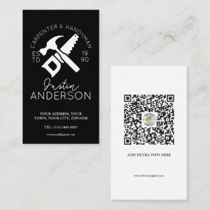 Carpenter carpentry services small business joiner business card