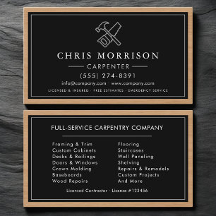 Carpenter Carpentry Wood General Contractor Business Card