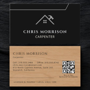 Carpenter Carpentry Wood Grain QR Code Business Card