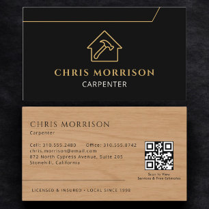 Carpenter Carpentry Wooden QR Code Business Card