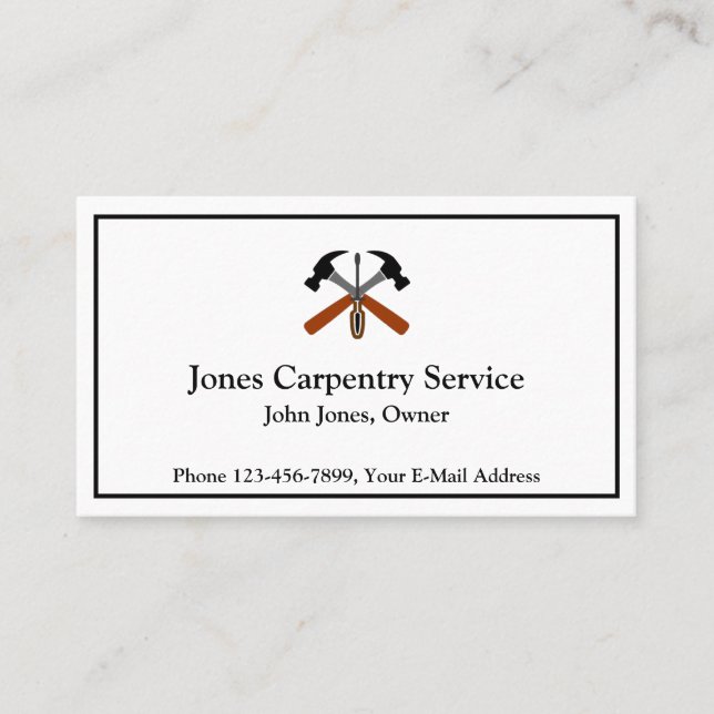 Carpenter Contractor Construction Business Card (Front)