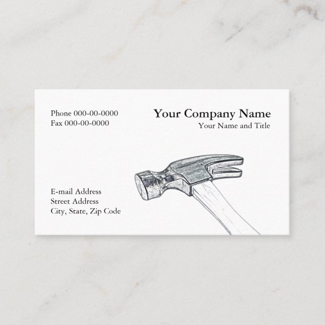 Carpenter Contractor Construction Business Card (Front)
