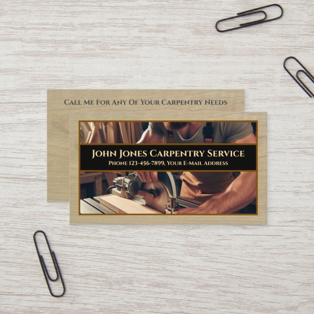 Carpenter Contractor Construction Business Card (Front/Back In Situ)