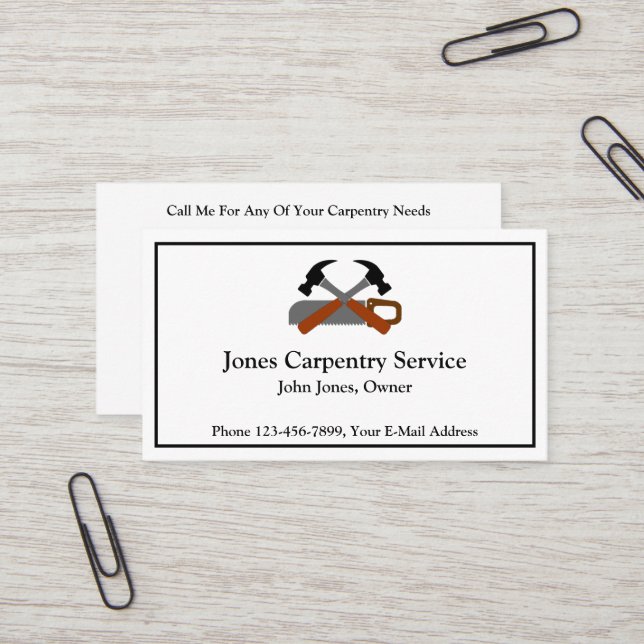 Carpenter Contractor Construction Business Card (Front/Back In Situ)
