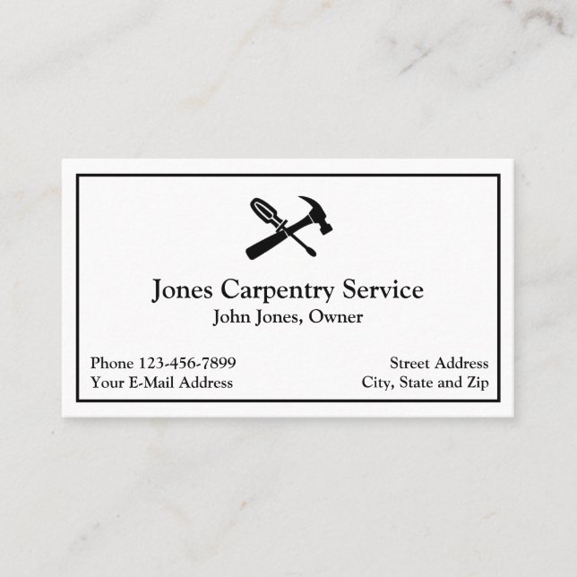 Carpenter Contractor Construction Business Card (Front)