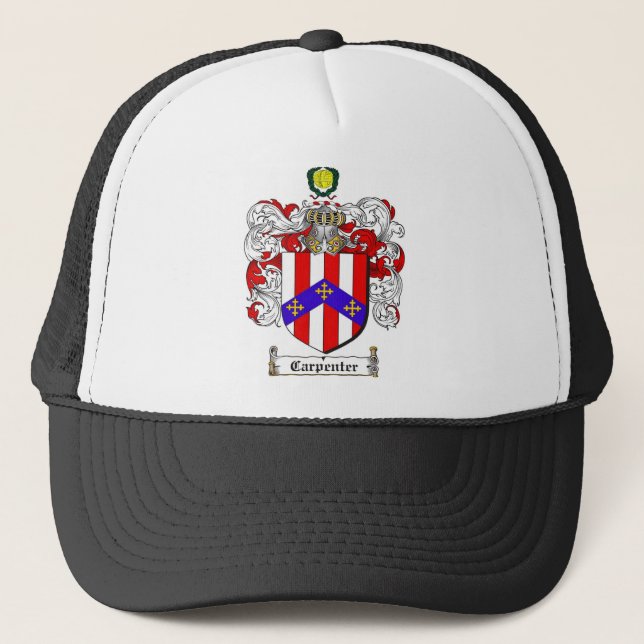 CARPENTER FAMILY CREST -  CARPENTER COAT OF ARMS TRUCKER HAT (Front)