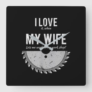 Carpenter  Funny Wood Working Gift Christmas Square Wall Clock