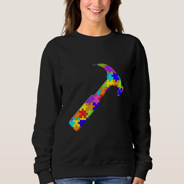 Carpenter Hammer Jigsaw Autism Puzzle Sweatshirt (Front)