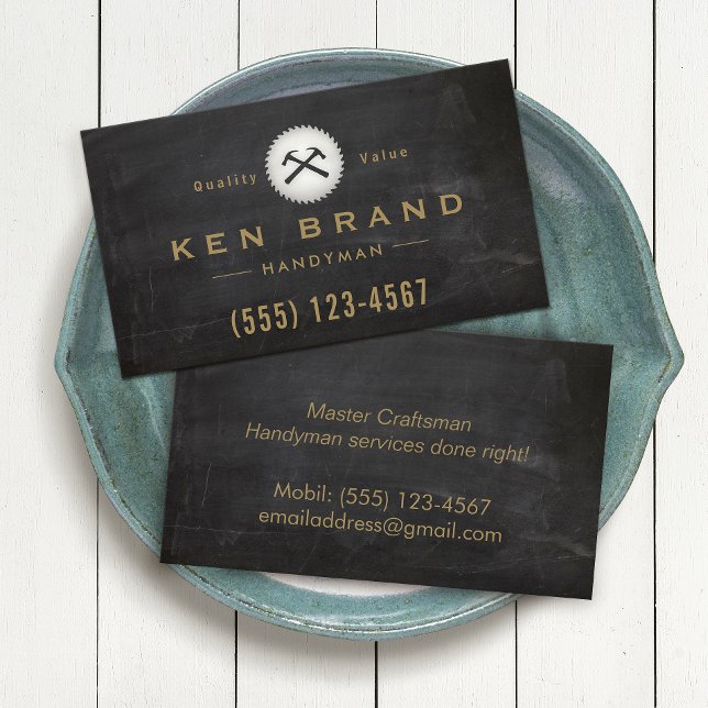 Carpenter Hammer Saw Construction Remodeling Business Card (Creator Uploaded)