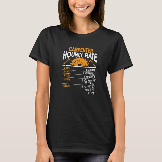 Carpenter Houlry Rate Extra Charges Sawdust Woodwo T-Shirt (Front)