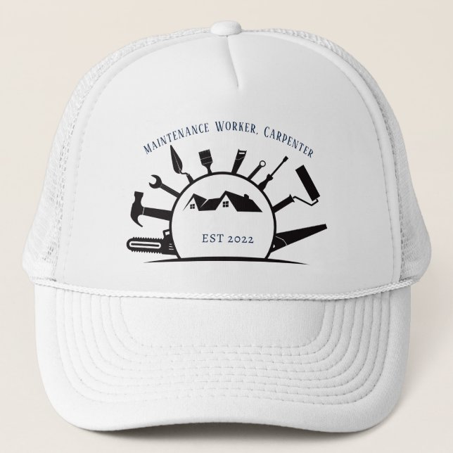 Carpenter, Maintenance Worker, Carpenter Trucker Hat (Front)