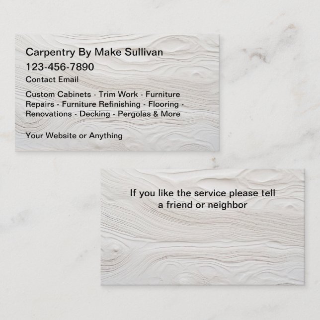 Carpenter Minimalist Business Card Design (Front/Back)