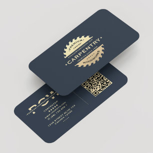 Carpenter Monogram Navy Blue Modern Business Card