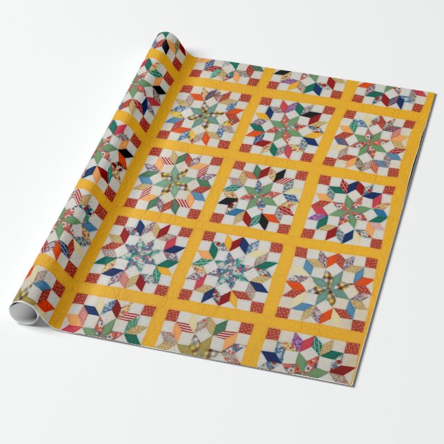 Carpenter’s wheel quilt wrapping paper (Unrolled)