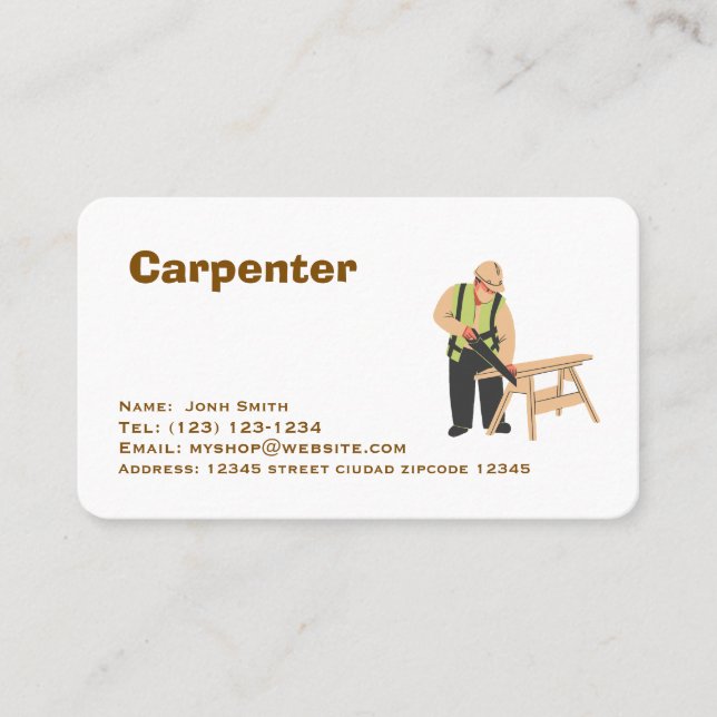 carpenter services editable   business card (Front)