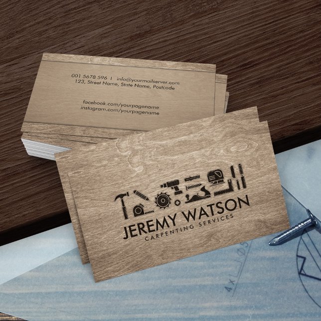 Carpenter services icons business card (Creator Uploaded)