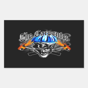 Carpenter Skull with Hard Hat: The Carpenter Rectangular Sticker