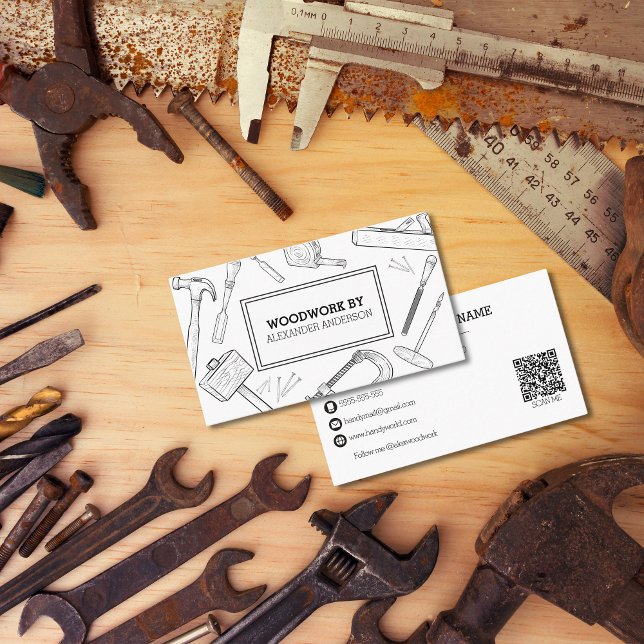 Carpenter Tools Handyman Service QR Code Business Card (Carpenter Tools Handyman Service QR Code Business Card)