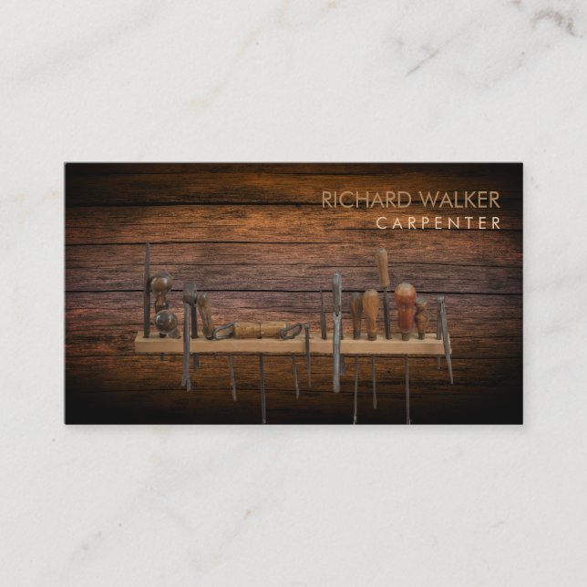 Carpenter Tools Woodworking Professional Wood Business Card (Front)