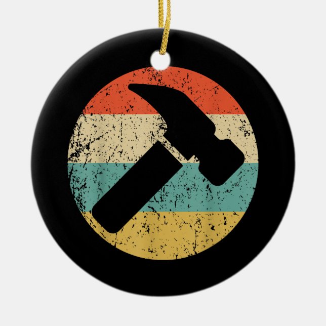 Carpenter Vintage Retro Hammer Ceramic Ornament (Front)