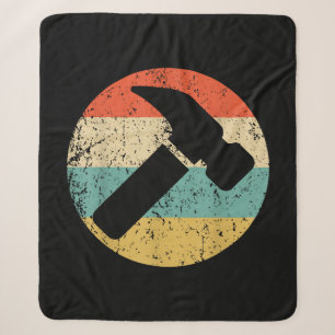 Carpenter Vintage Retro Hammer Sherpa Blanket