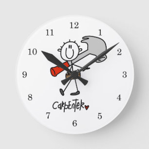 Carpenter With Hammer Round Clock