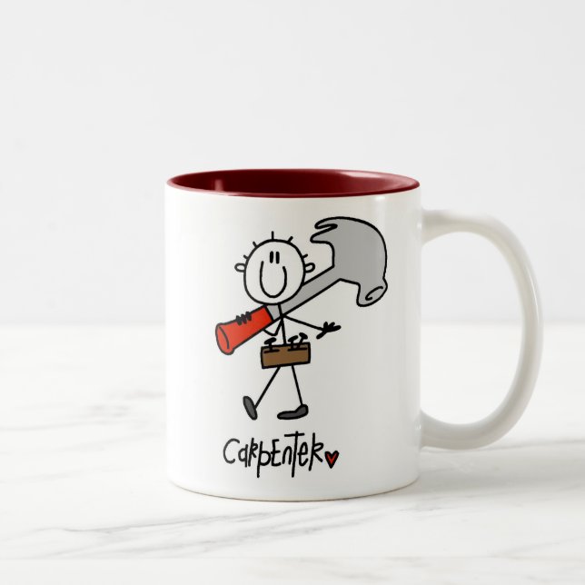 Carpenter With Hammer Two-Tone Coffee Mug (Right)