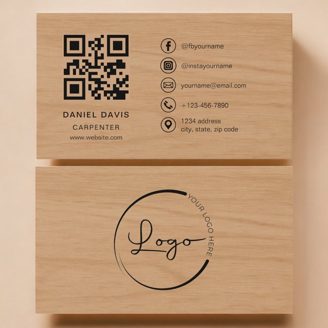 Carpenter Wood Professional QR Code Business Card (Creator Uploaded)