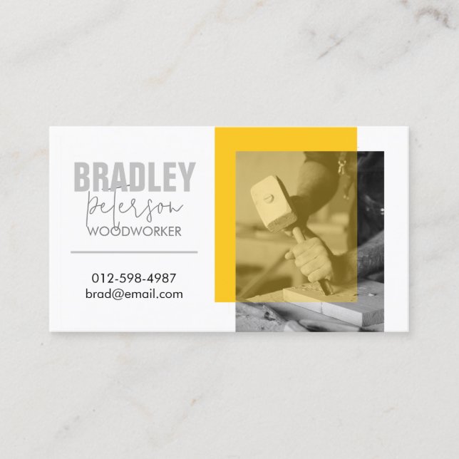 Carpenter Woodworker Customisable Image Business Card (Front)