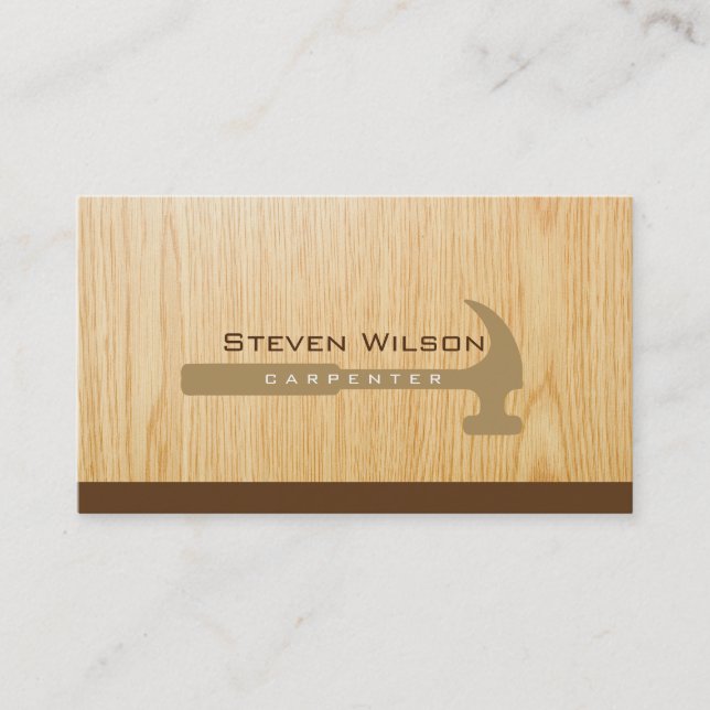 Carpenter Woodworker Professional Tool Wood Business Card (Front)