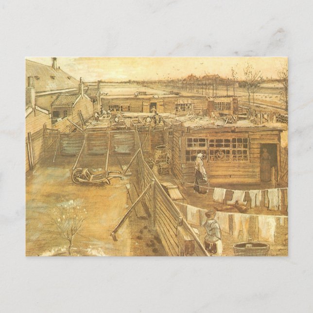 Carpenter's Yard and Laundry by Vincent van Gogh Postcard (Front)